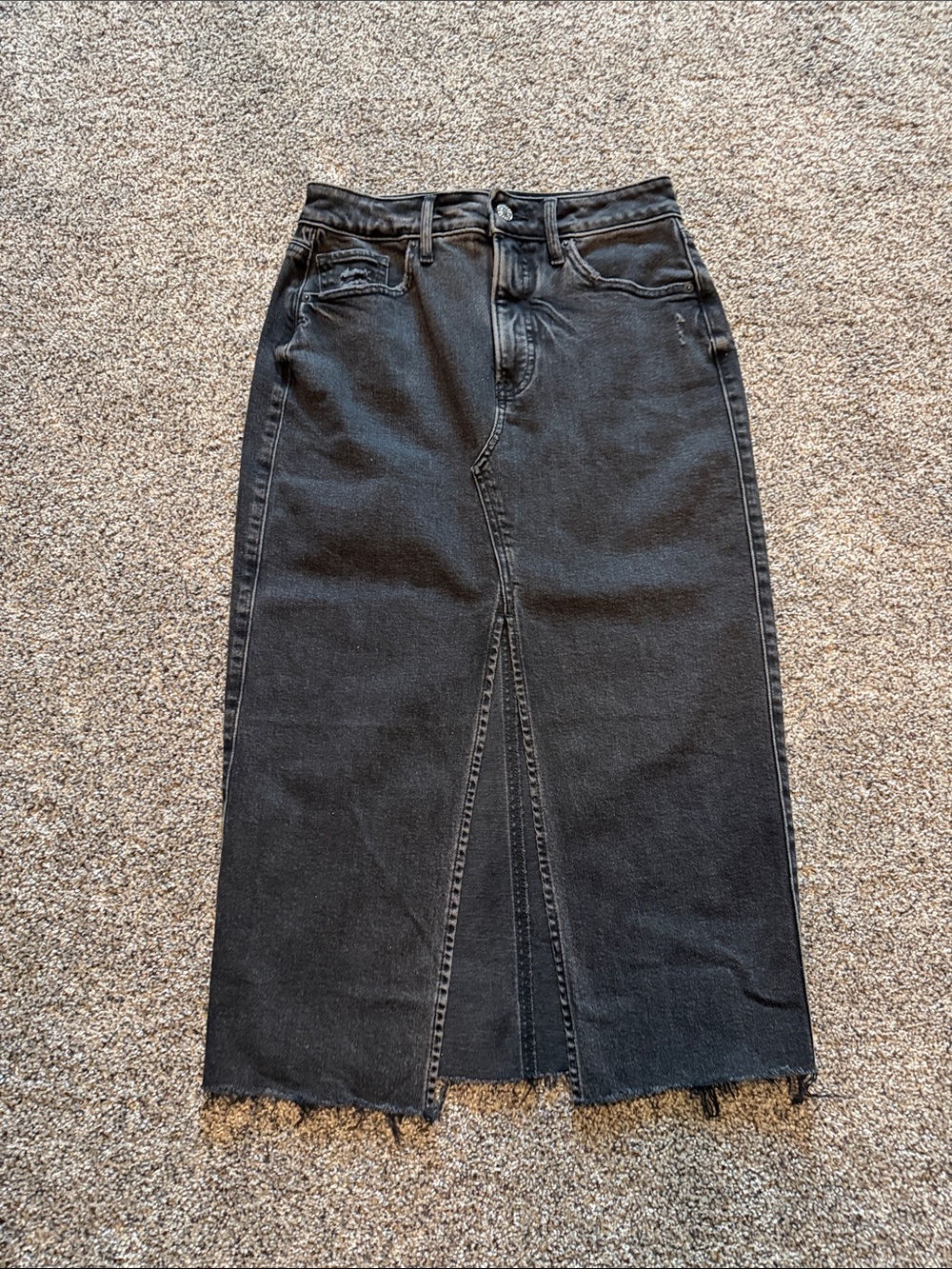 Express Black High-Rise Denim Maxi Skirt